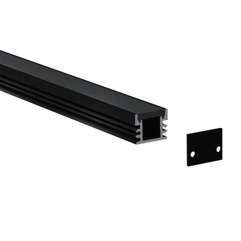 Black LED Aluminum Light Diffuser Floor Channel For 10mm LED Lights Strip